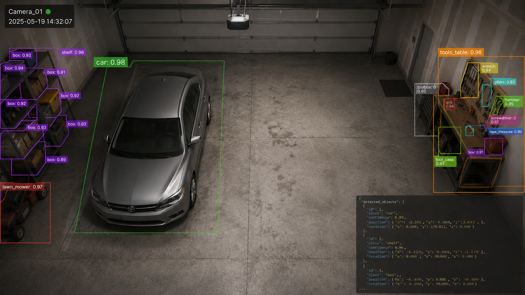 Synthetic data simulator generating annotated garage scenes